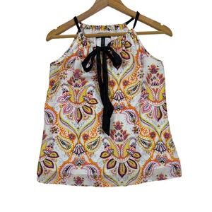 Buffalo David‎ Bitton Top Womens Small White Pink Paisley Silk Blend Blouse